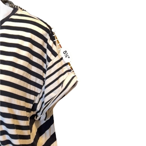Chaps Side Ties Short Sleeve Black and White Striped Top Size Large​​​​ - Picture 12 of 15